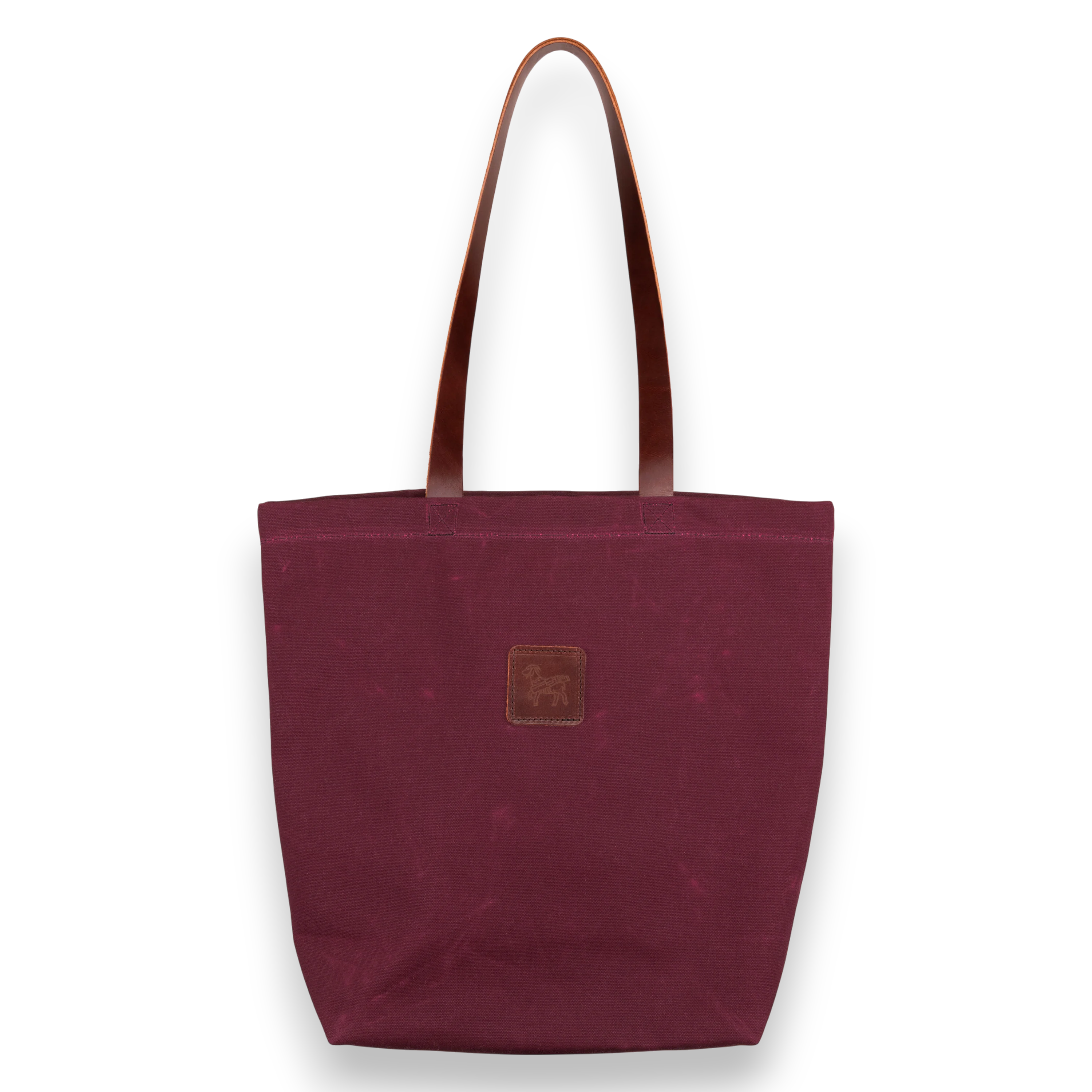 Waxed Canvas Tote Bag - Burgundy